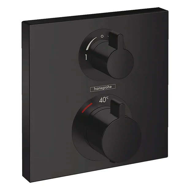 Hansgrohe Ecostat Square Thermostat 2 Function Concealed Finish Set - Matt Black 4 Hansgrohe Ecostat Square Thermostat 2 Function Concealed Finish Set - Matt Black - Image 2