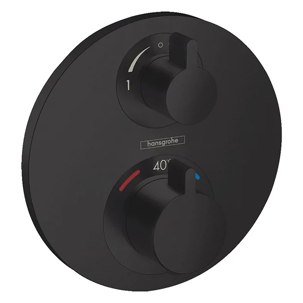 Hansgrohe Ecostat S Thermostat 2 Function Concealed Finish Set - Matt Black 3 Hansgrohe Ecostat S Thermostat 2 Function Concealed Finish Set - Matt Black