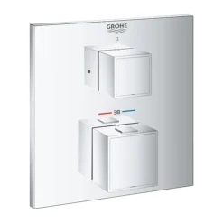 Grohe Grohtherm Cube 1-Outlet Thermostatic Shower Mixer Trim With Shut-Off Valve -Home Bathroom 24153000 d1