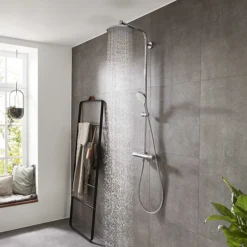 Hansgrohe Crometta E EcoSmart Showerpipe 240 Thermostatic Shower Mixer -Home Bathroom 27267000 d4n