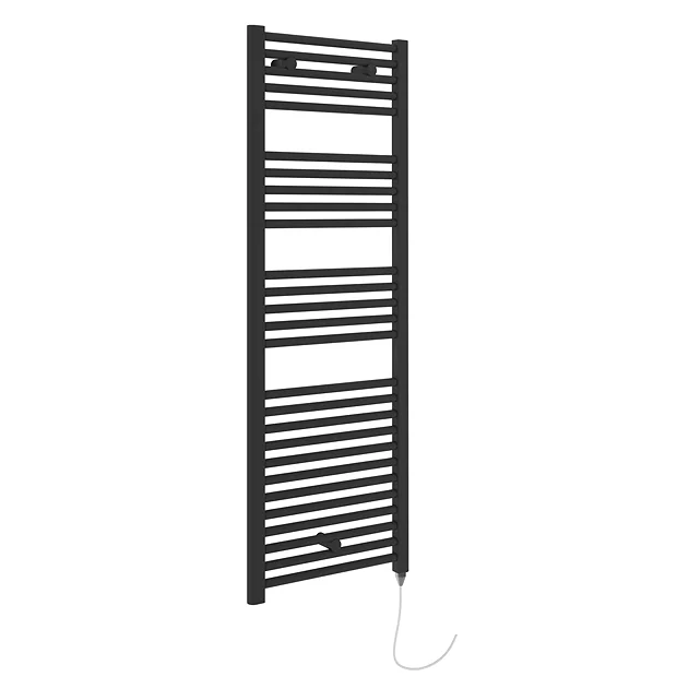 E-Diamond Electric Only Heated Towel Rail - W480mm X H1375mm - Matt Black - Straight 4 E-Diamond Electric Only Heated Towel Rail - W480mm X H1375mm - Matt Black - Straight - Image 2