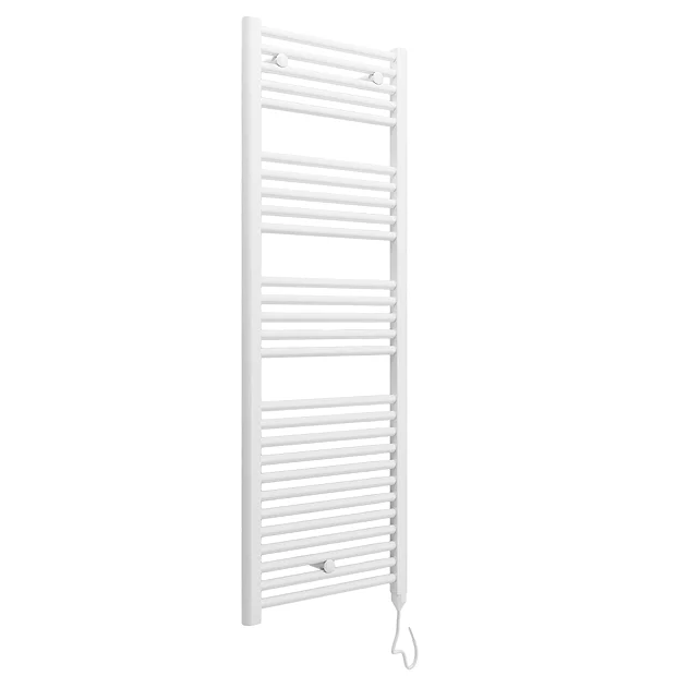 E-Diamond Electric Only Heated Towel Rail - W480mm X H1375mm - White - Straight 4 E-Diamond Electric Only Heated Towel Rail - W480mm X H1375mm - White - Straight - Image 2