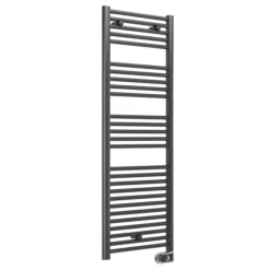 E-Diamond Electric Only Heated Towel Rail W. Digital Thermostat - W480mm X H1375mm - Anthracite - Straight -Home Bathroom 388527l