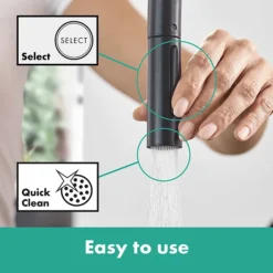 Hansgrohe Talis M54 Single Lever Kitchen Mixer 210 With Pull Out Spray And SBox - Matt Black -Home Bathroom 72801670 d1n