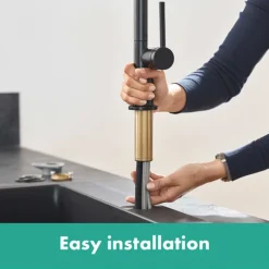 Hansgrohe Talis M54 Single Lever Kitchen Mixer 210 With Pull Out Spray And SBox - Matt Black -Home Bathroom 72801670 d2n