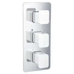 JTP Axel Triple Outlet Thermostatic Concealed Shower Valve Vertical With Matt White Handles