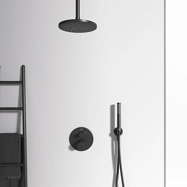 Ideal Standard Silk Black Ceratherm T100 Built-In Thermostatic 2 Outlet Bath Shower Mixer 6 Ideal Standard Silk Black Ceratherm T100 Built-In Thermostatic 2 Outlet Bath Shower Mixer - Image 4