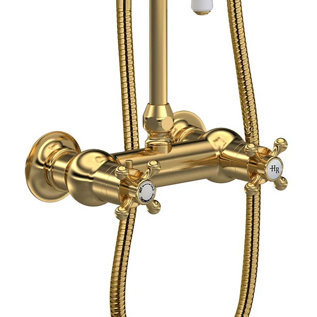 Hudson Reed Brushed Brass Thermostatic Shower Valve & Rigid Riser Kit 7 Hudson Reed Brushed Brass Thermostatic Shower Valve & Rigid Riser Kit - Image 5