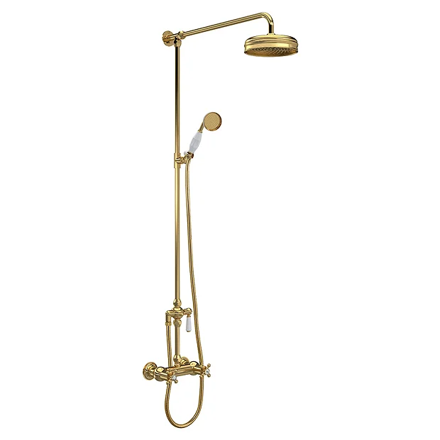 Hudson Reed Brushed Brass Thermostatic Shower Valve & Rigid Riser Kit 4 Hudson Reed Brushed Brass Thermostatic Shower Valve & Rigid Riser Kit - Image 2