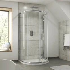 Pacific D-Shape Shower Enclosure Inc. Shower Tray + Waste 13 Pacific D-Shape Shower Enclosure Inc. Shower Tray + Waste -Home Bathroom aqud100e329 d6