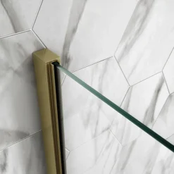 Arezzo Brushed Brass 10mm Glass 1400 X 900 Wet Room (inc. Screen, Side Panel + Tray) -Home Bathroom az10bbwa d2