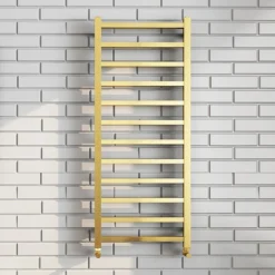 Arezzo Cube Brushed Brass 1200 X 500 Heated Towel Rail -Home Bathroom az125bbsqd1