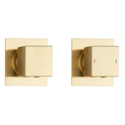 Arezzo Brushed Brass Square Thermostatic Shower Pack With 200mm Head + Handset -Home Bathroom az39asbbd1
