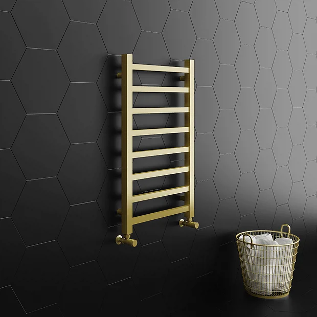 Arezzo Cube Brushed Brass 800 X 500 Heated Towel Rail 4 Arezzo Cube Brushed Brass 800 X 500 Heated Towel Rail - Image 2