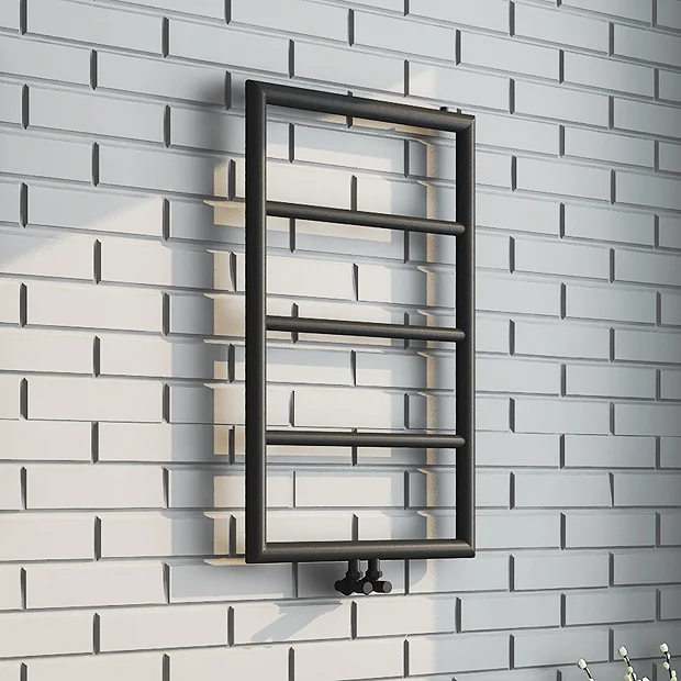 Arezzo Matt Black 800 X 500 Ladder Heated Towel Rail 4 Arezzo Matt Black 800 X 500 Ladder Heated Towel Rail - Image 2