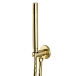Arezzo Brushed Brass Round Thermostatic Shower Pack With Wall Mounted Head + Handset -Home Bathroom azbbspk4 d4
