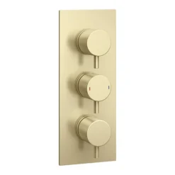 Arezzo Brushed Brass Round Thermostatic Shower Pack With Wall Mounted Head + Handset -Home Bathroom azbbspk4 detail1