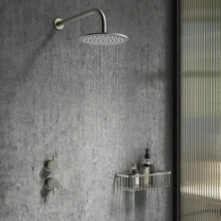 Arezzo Brushed Gunmetal Grey Concealed Individual Stop Tap + Thermostatic Control Shower Valve -Home Bathroom azgm36nd3
