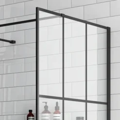 Arezzo 1400 X 900 Matt Black Grid Wet Room (inc. Screen, Side Panel + Tray) -Home Bathroom azmbg01 nd2