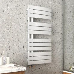 Arezzo Matt White Designer Heated Towel Rail 1080 X 550mm -Home Bathroom azmw1855l