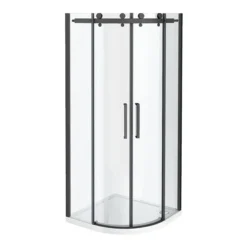 Arezzo Matt Black 800 X 800mm Frameless Quadrant Shower Enclosure -Home Bathroom azq8 d1n