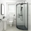 Arezzo Matt Black 800 X 800mm Frameless Quadrant Shower Enclosure -Home Bathroom azq8 d2