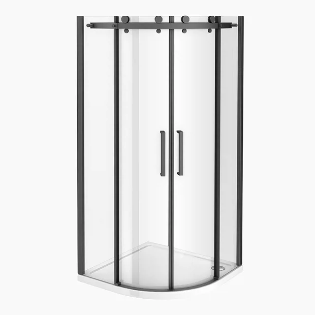 Arezzo Matt Black 900 X 900mm Frameless Quadrant Shower Enclosure 5 Arezzo Matt Black 900 X 900mm Frameless Quadrant Shower Enclosure - Image 3