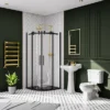 Arezzo Matt Black 900 X 900mm Frameless Quadrant Shower Enclosure With Black Tray -Home Bathroom azq9btnd2