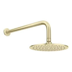 Arezzo Brushed Brass Round Concealed Triple Shower Valve With Fixed Head + 4 Body Jets -Home Bathroom azrdtsv4bjbbd2