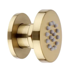 Arezzo Brushed Brass Round Concealed Triple Shower Valve With Fixed Head + 4 Body Jets -Home Bathroom azrdtsv4bjbbd3