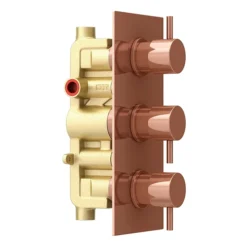 Arezzo Rose Gold Round Modern Triple Concealed Shower Valve -Home Bathroom azrgtsvnd2