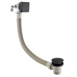 Arezzo Square Matt Black Deck Bath Side Valves With Freeflow Bath Filler -Home Bathroom azsqsvpk d2