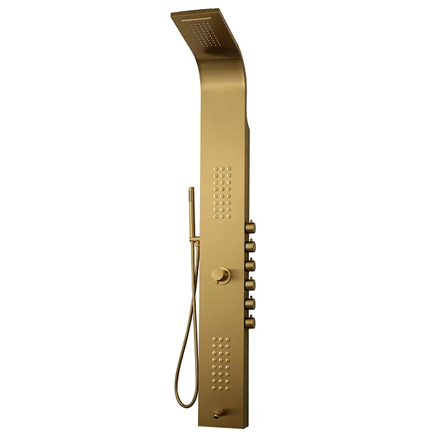 Arezzo Shower Tower Panel - Brushed Brass (Thermostatic) 3 Arezzo Shower Tower Panel - Brushed Brass (Thermostatic)
