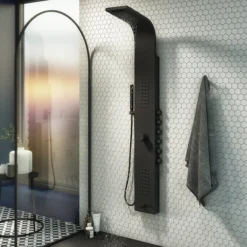 Arezzo Shower Tower Panel - Matt Black (Thermostatic) 9 Arezzo Shower Tower Panel - Matt Black (Thermostatic) -Home Bathroom azstp5mb n l