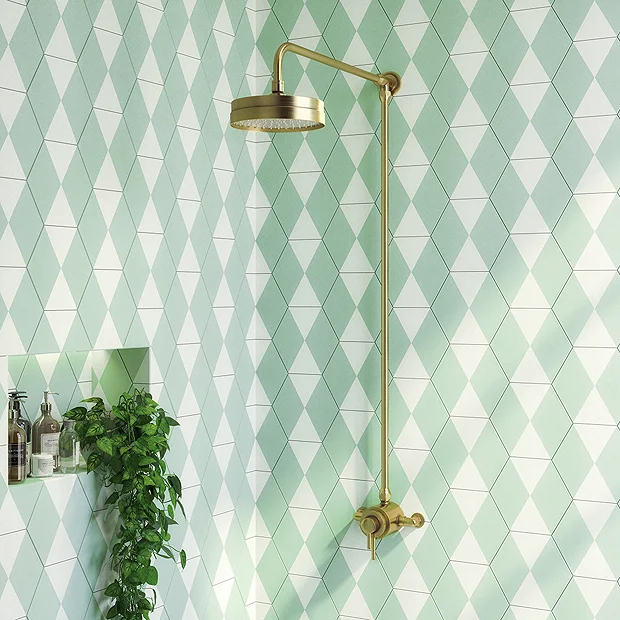 Arezzo Brushed Brass Dual Exposed Thermostatic Shower Valve With Rigid Riser Kit 4 Arezzo Brushed Brass Dual Exposed Thermostatic Shower Valve With Rigid Riser Kit - Image 2