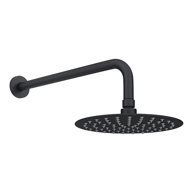 Arezzo Matt Black Round Concealed Dual Thermostatic Valve W. 200mm Shower Head 3 Arezzo Matt Black Round Concealed Dual Thermostatic Valve W. 200mm Shower Head
