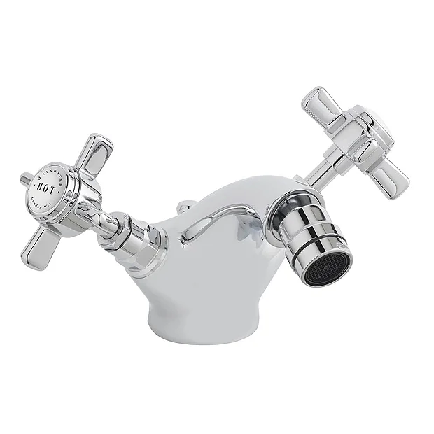 Bayswater White Crosshead Mono Bidet Mixer + Pop-Up Waste 3 Bayswater White Crosshead Mono Bidet Mixer + Pop-Up Waste