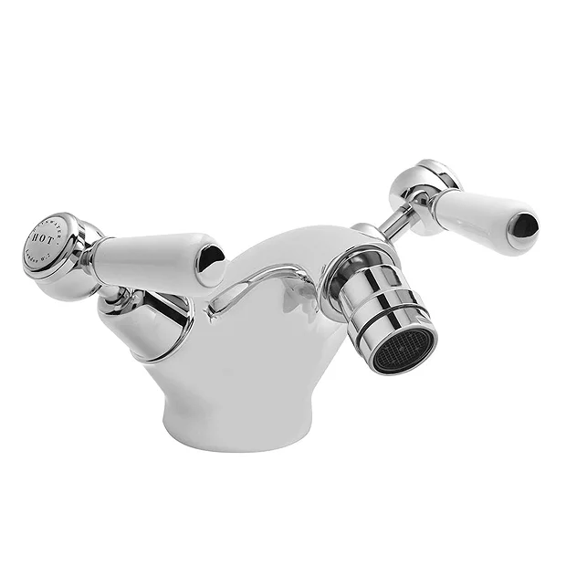 Bayswater White Lever Domed Collar Mono Bidet Mixer + Pop-Up Waste 4 Bayswater White Lever Domed Collar Mono Bidet Mixer + Pop-Up Waste - Image 2