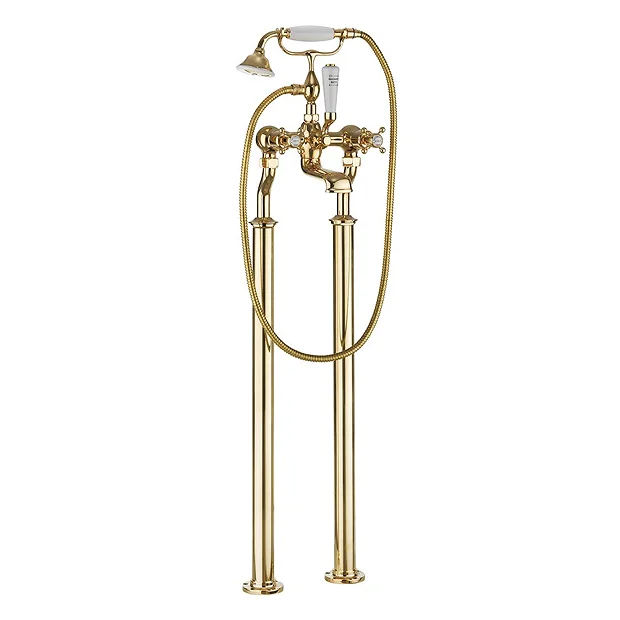 Crosswater Belgravia Unlacquered Brass Crosshead Floor Mounted Freestanding Bath Shower Mixer 3 Crosswater Belgravia Unlacquered Brass Crosshead Floor Mounted Freestanding Bath Shower Mixer