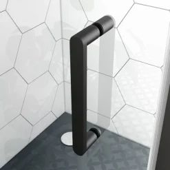 Toreno Matt Black 1000 X 800mm Sliding Door Shower Enclosure + Slate Effect Tray -Home Bathroom blk128sdesl d3