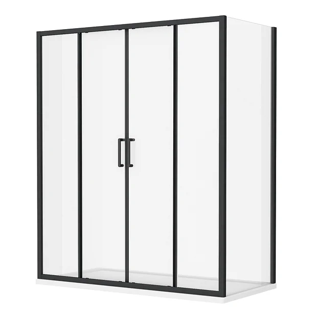 Toreno Matt Black 1700 X 700mm Double Sliding Door Shower Enclosure Without Tray 3 Toreno Matt Black 1700 X 700mm Double Sliding Door Shower Enclosure Without Tray