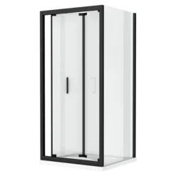 Toreno Matt Black 800 X 800mm Bi-Fold Door Shower Enclosure Without Tray