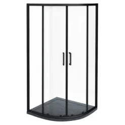 Toreno Matt Black 800 X 800mm Quadrant Shower Enclosure + Slate Effect Tray -Home Bathroom blk8qsesl d3