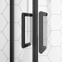Toreno Matt Black 1400 X 900mm Double Sliding Door Shower Enclosure + Slate Effect Tray -Home Bathroom blk8qsesl d4 1