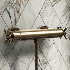 Chatsworth Antique Brass Crosshead Bottom Outlet Thermostatic Bar Shower Valve 11 Chatsworth Antique Brass Crosshead Bottom Outlet Thermostatic Bar Shower Valve -Home Bathroom chab61a d4