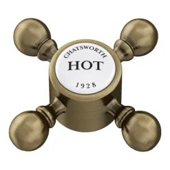 Chatsworth 1928 Antique Brass Wall Mounted Crosshead Basin Mixer Tap