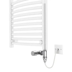 Milan 1213 X 493mm Curved Heated Towel Rail (incl. Valves + Electric Heating Kit) -Home Bathroom col009ehk d1 3