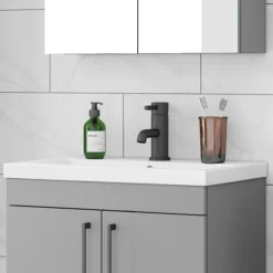 Arezzo Round Matt Black Basin Mono Mixer Tap -Home Bathroom cru20blk d2