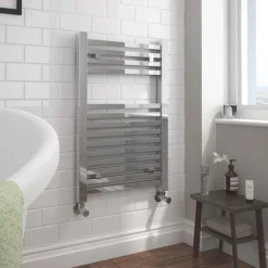 Cube Heated Towel Rail - Chrome (500 X 690mm) -Home Bathroom cubeheatedtowelrailchrome500x800mmd1