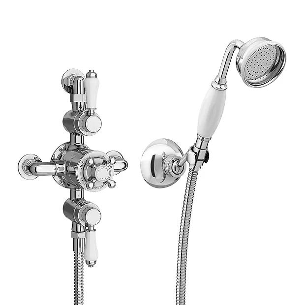 Chatsworth 1928 Triple Exposed Thermostatic Shower (inc. Valve, Elbow, Handset + Fixed Shower Head) 5 Chatsworth 1928 Triple Exposed Thermostatic Shower (inc. Valve, Elbow, Handset + Fixed Shower Head) - Image 3